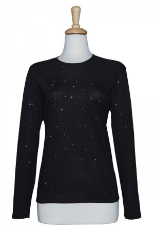 Black Sequins Cotton Top