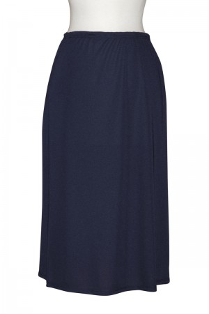 Navy A-Line Matte Jersey Mid-Length Skirt