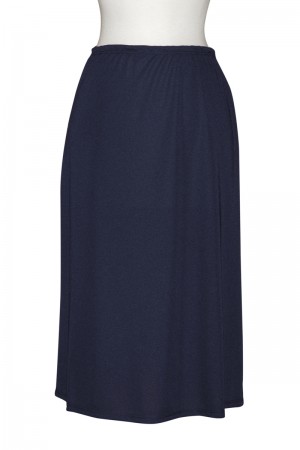Plus Size Navy A-Line Matte Jersey Mid-Length Skirt