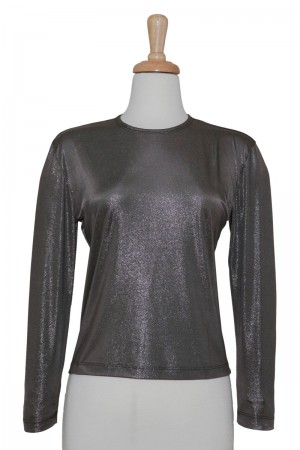 Taupe & Silver Metallic Microfiber Top