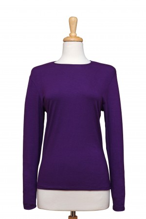 Plus Size Purple Long Sleeve Cotton Top