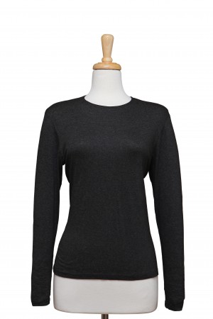 Plus Size Charcoal Long Sleeve Cotton Top