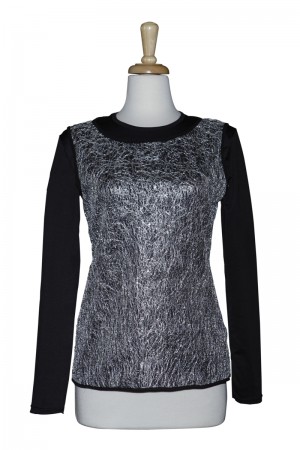 Silver Sequins Valentino Lace Vest with Long Sleeve Camisole