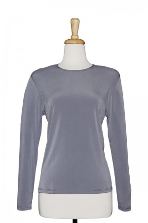 Long Sleeve Charcoal Grey Microfiber Top