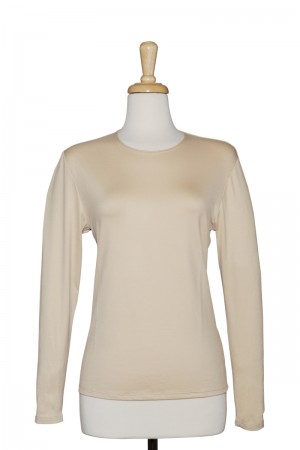 Plus Size Long Sleeve Beige Microfiber Camisole