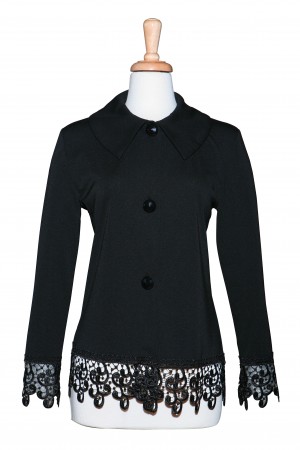 Scroll Lace Trim Matte Jersey Jacket