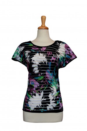 Multi Color Tropical Short Sleeve Top