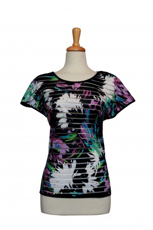 Plus Size Multi Color Tropical Short Sleeve Top